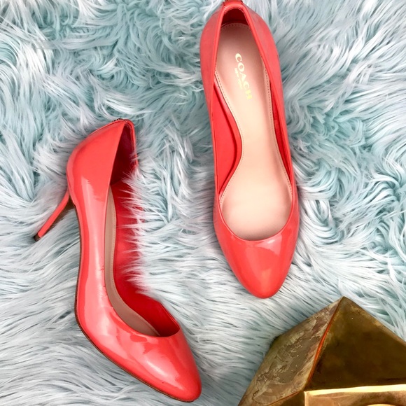 Coach Shoes - Coach Bright Pink Coral Heels 8
